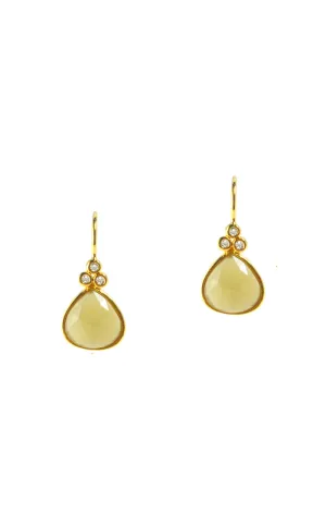 TEAR SHAPED GLASS DROP EARRINGS - GREY MOON
