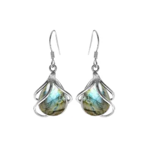 Teardrop labradorite with strand overlay earrings