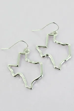 Texas Outlined Earrings - Silvertone