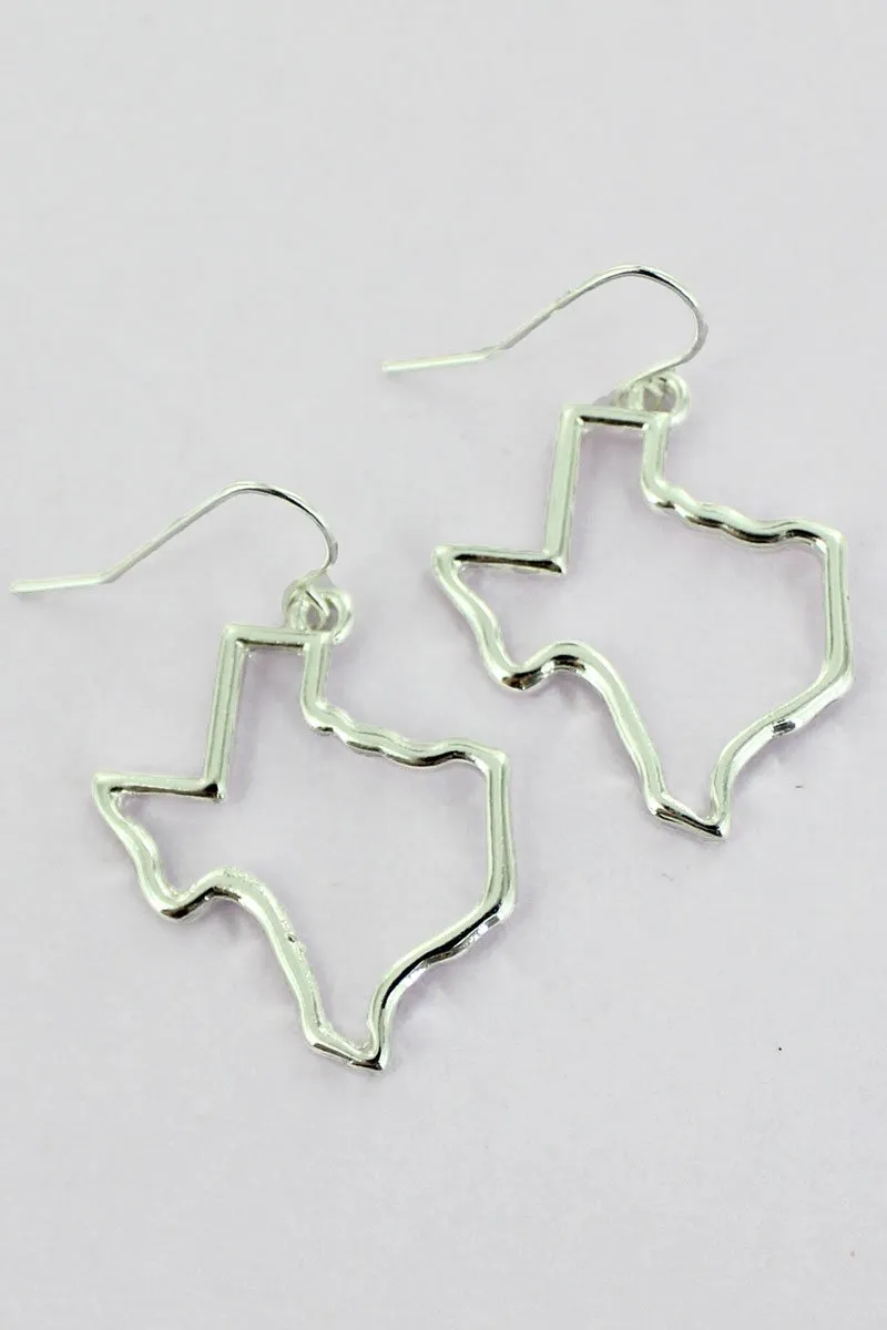 Texas Outlined Earrings - Silvertone