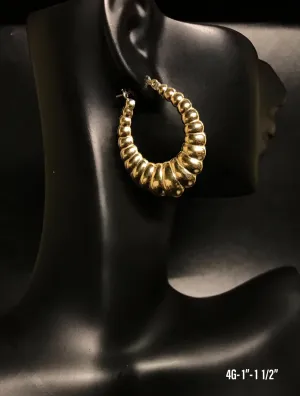 Textured Oval Hoop earrings 10K solid gold