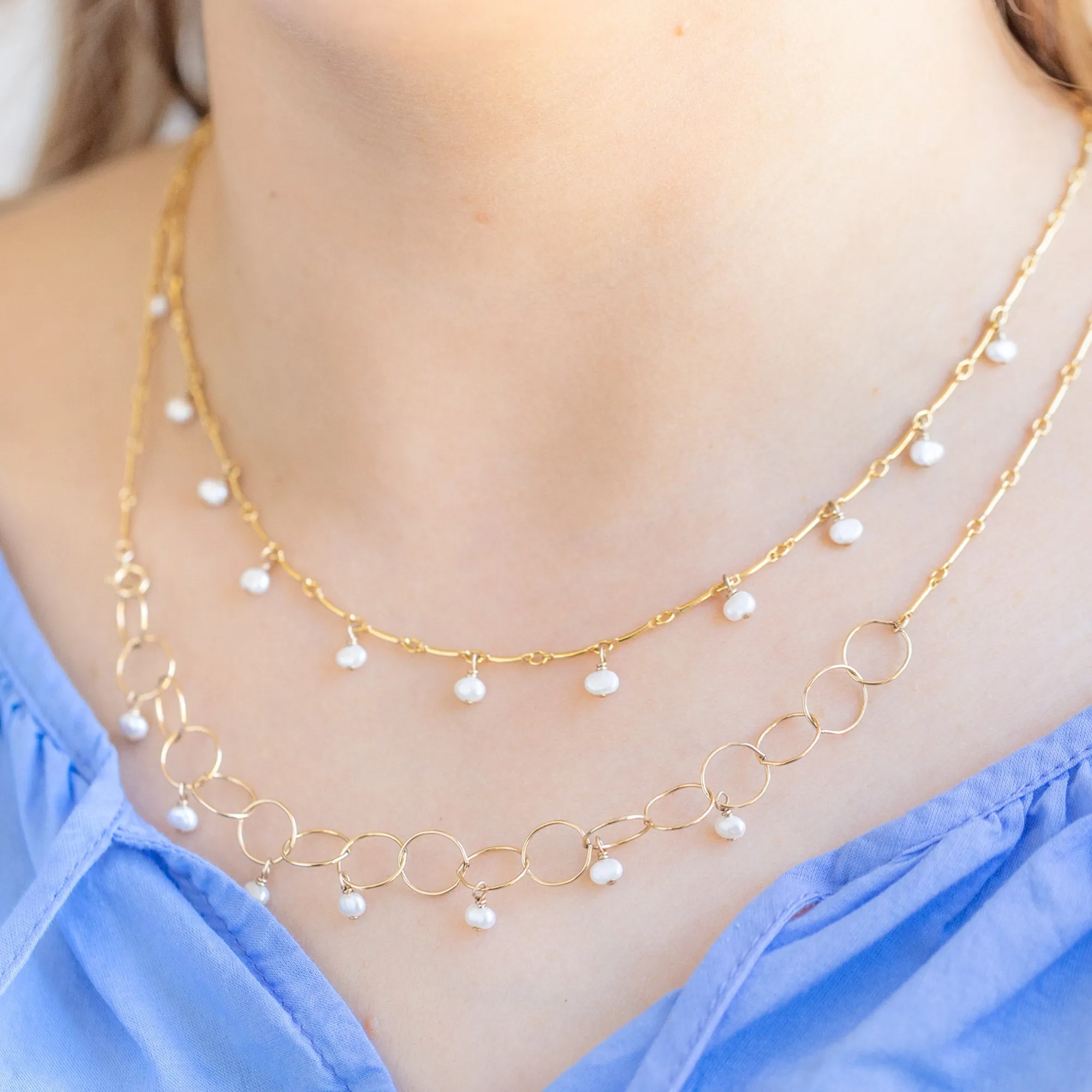 The Pearl Party Station Necklace | Gold Filled