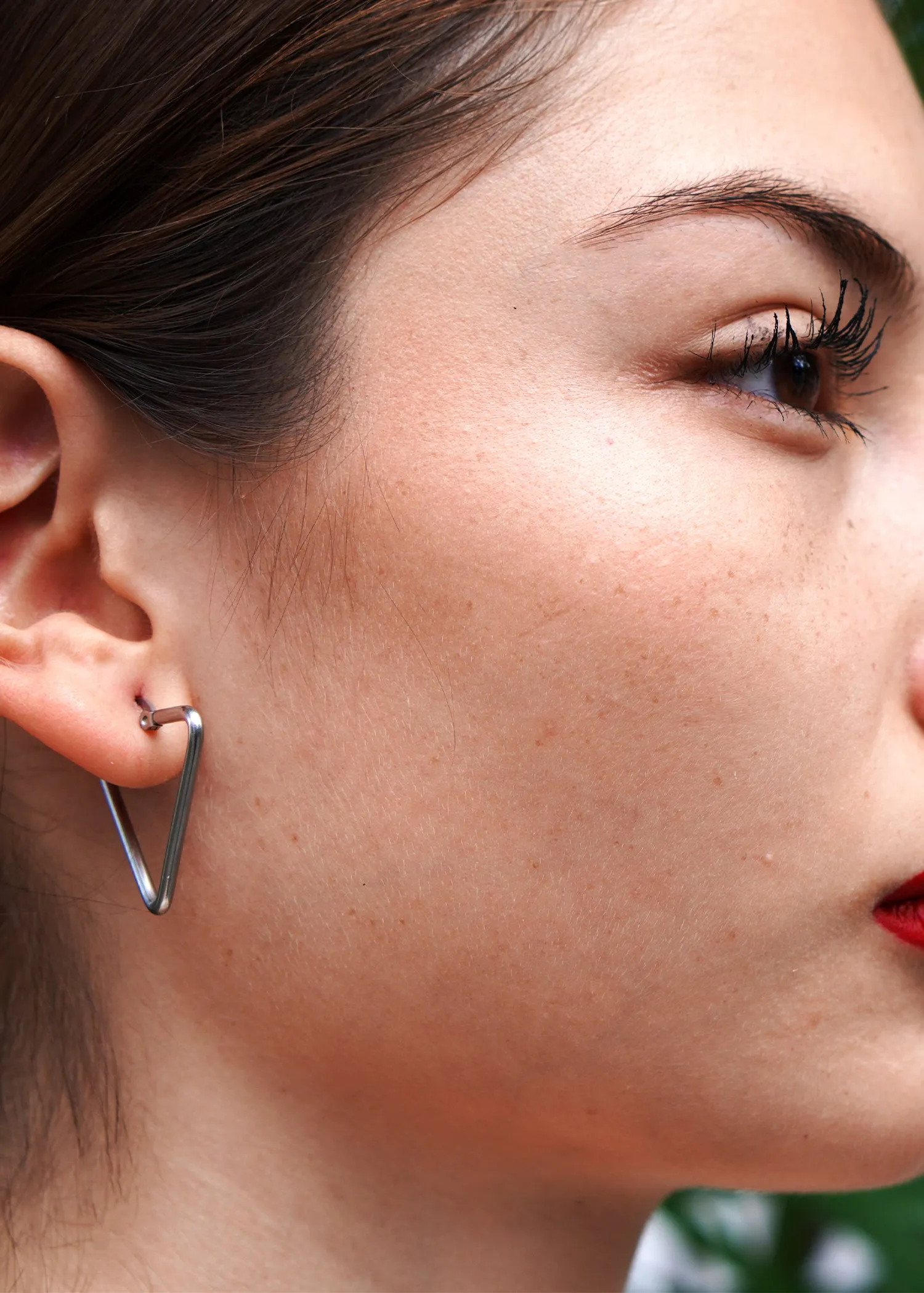 The "Billie" Silver stainless steel triangle hoop earrings