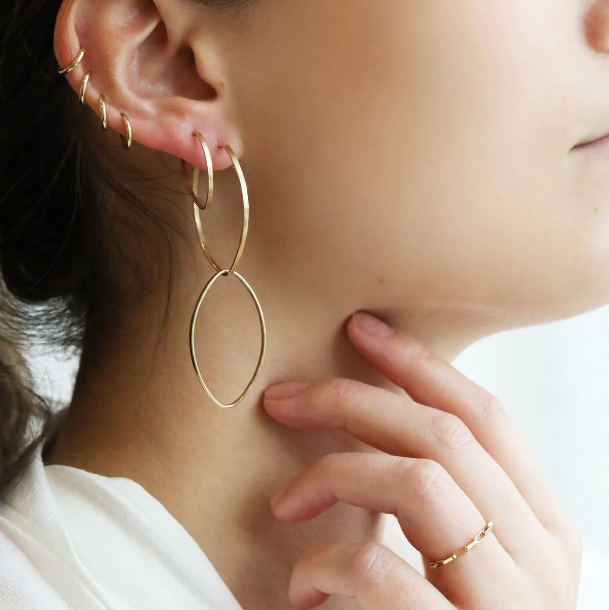 The "Wendy" 14 Karat Yellow Gold Pointed Hoop Earrings