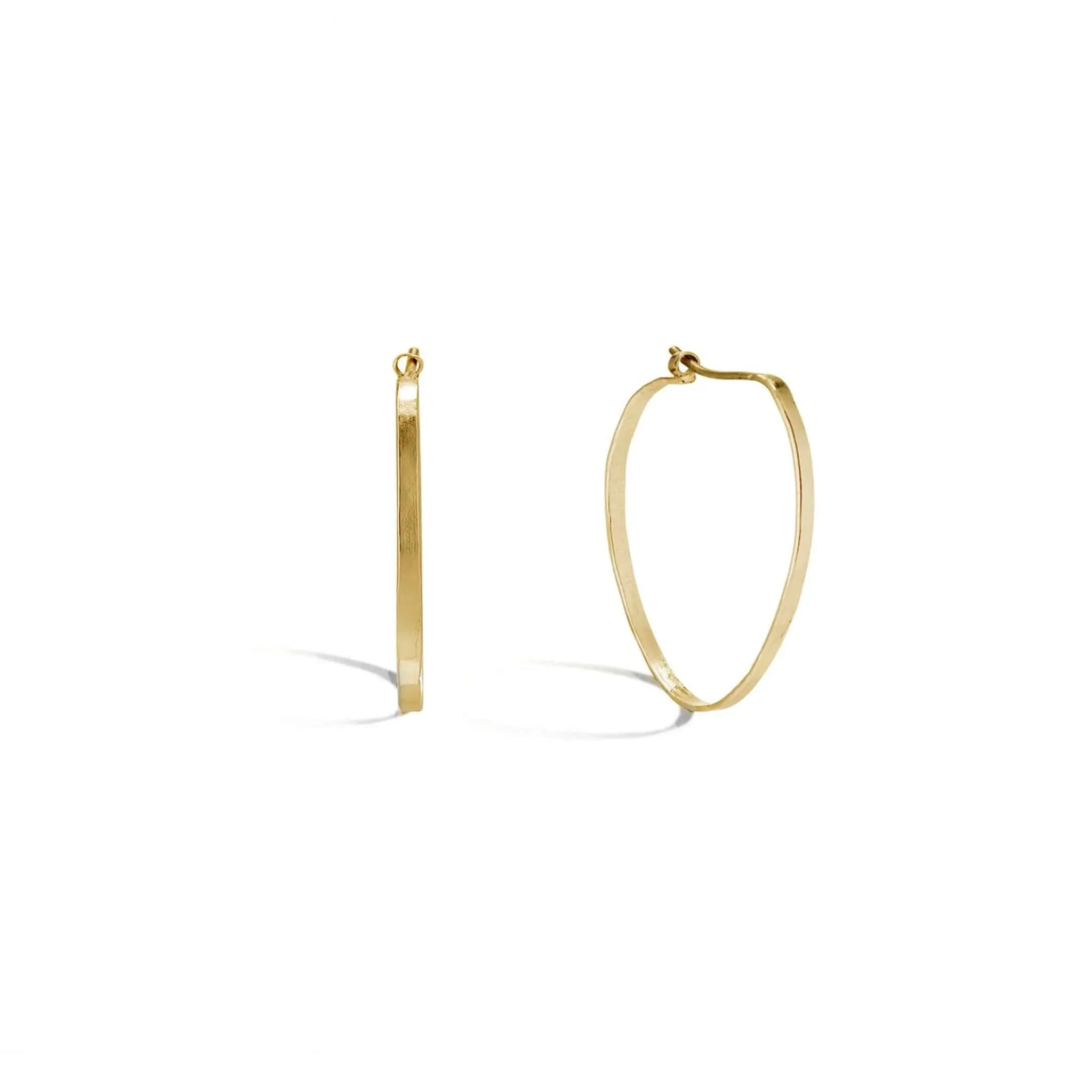 The "Wendy" 14 Karat Yellow Gold Pointed Hoop Earrings