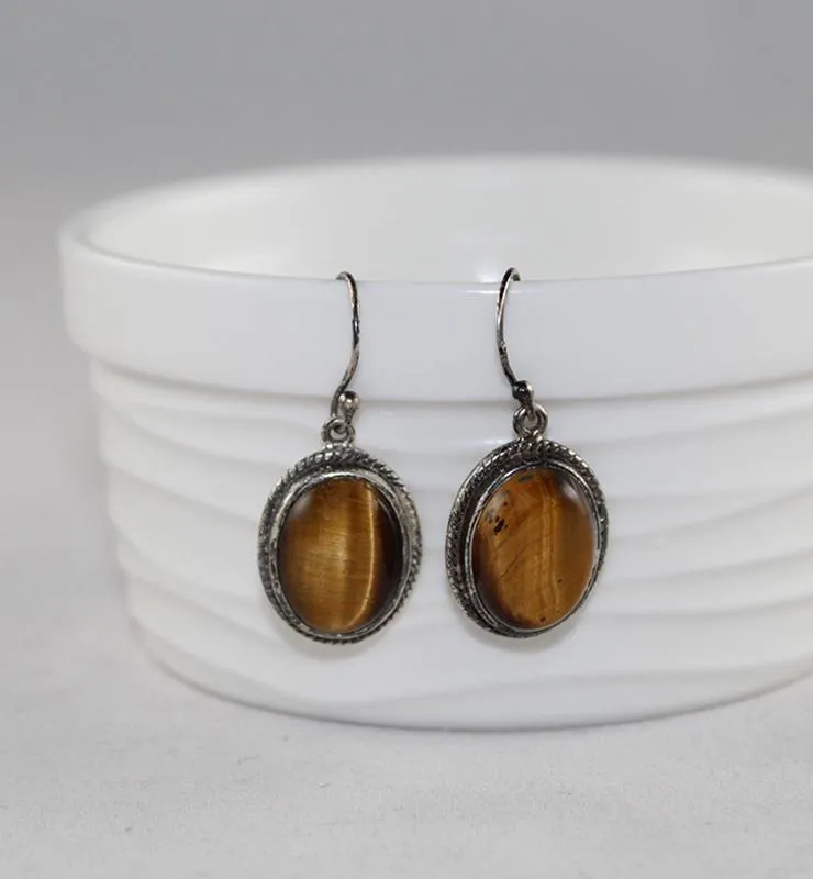 Tiger Eye Drop Earrings