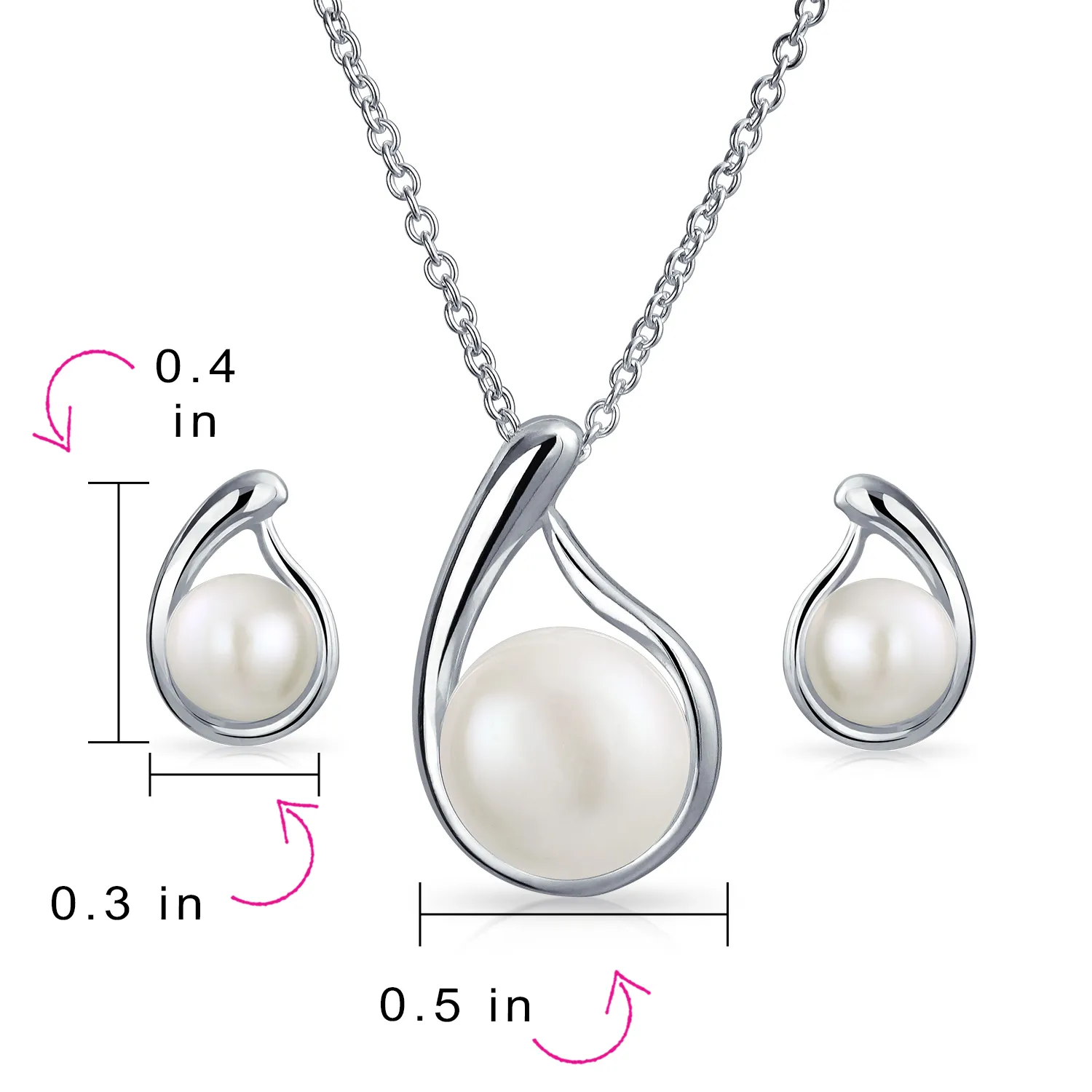 Timeless Elegance Pearl Pendant Necklace & Stud Earrings Set in Sterling Silver
