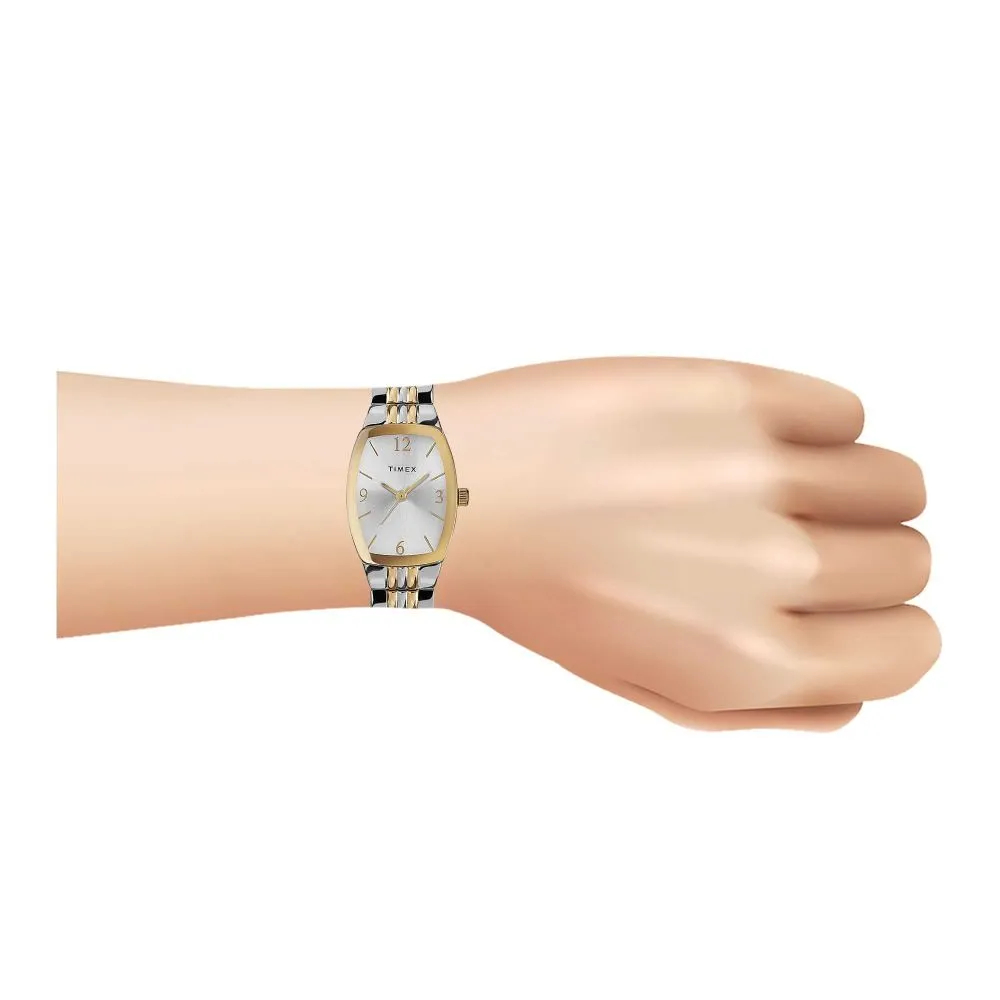 Timex Women's Square Gold Dial & Two-Tone Bracelet Analog Watch, TW2V25500