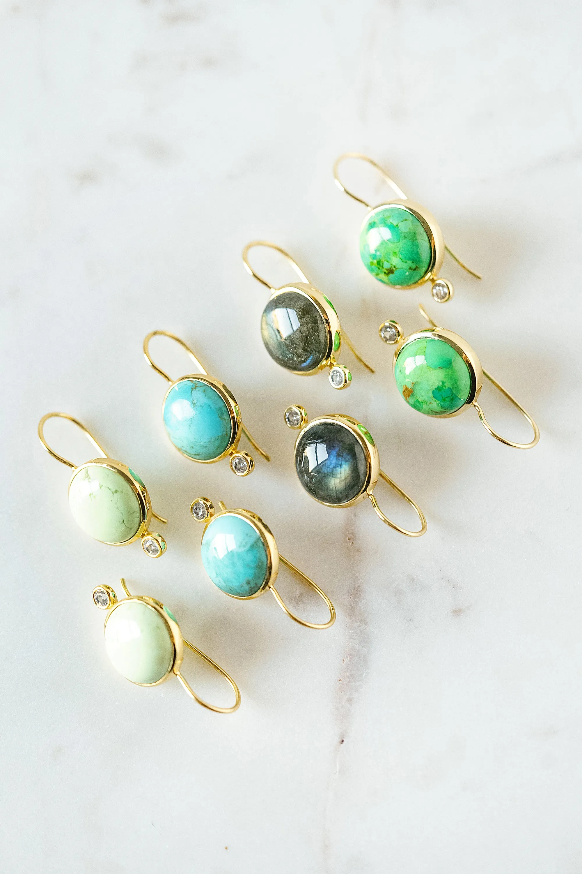Tini Mini Drop Earrings in Citrine Chrysoprase