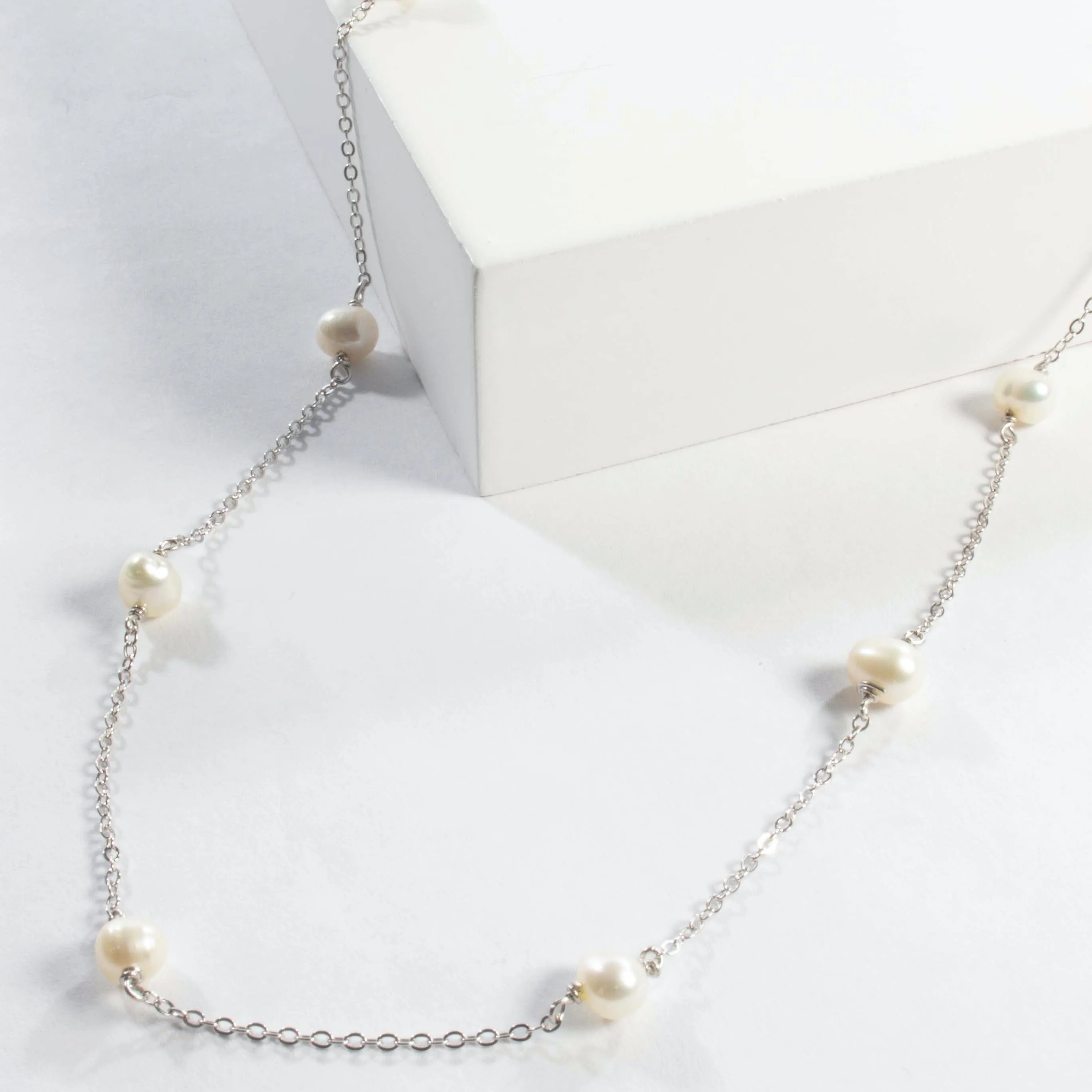 Tiny Freshwater Pearl or Turquoise Stone Choker - Gold or Silver