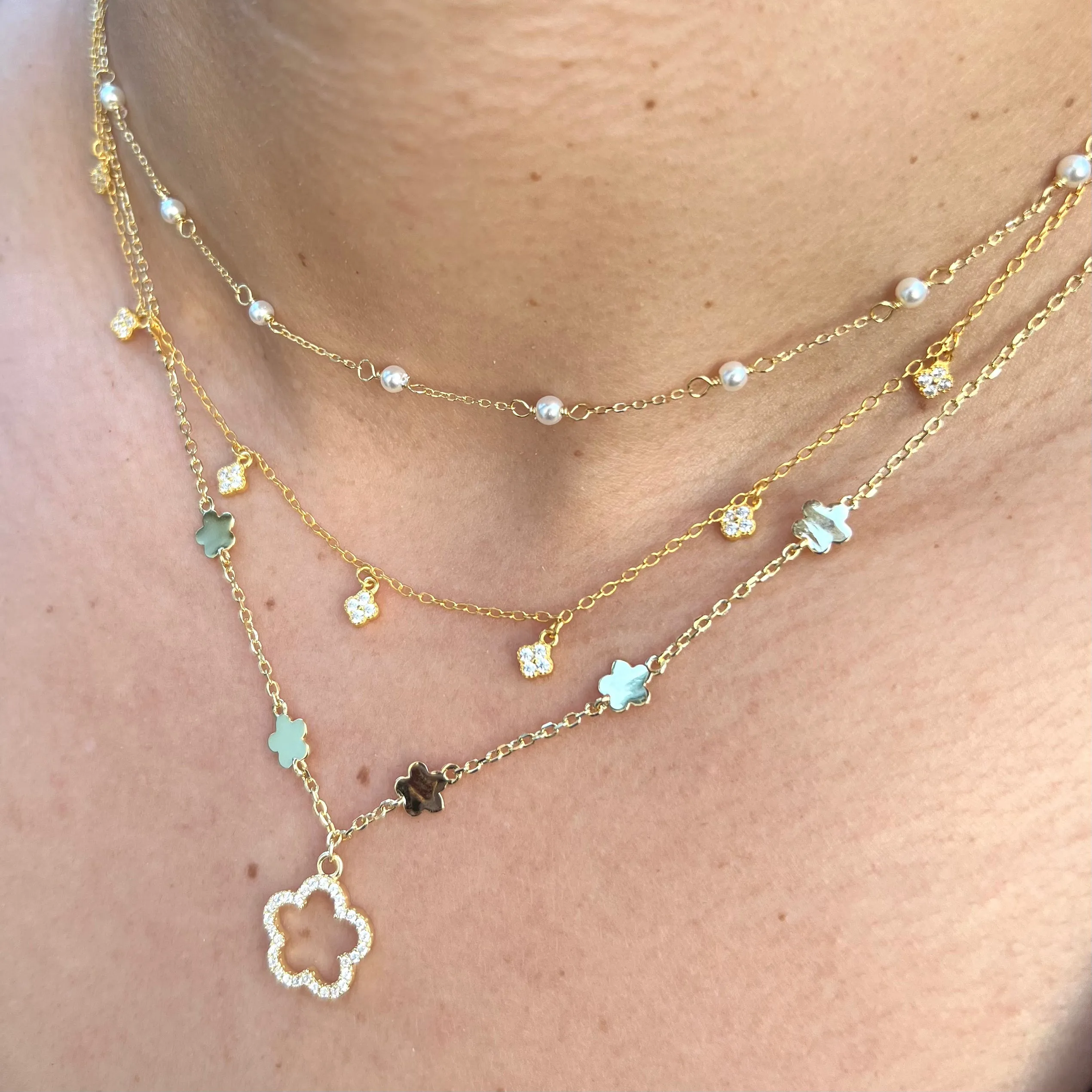 Tiny Freshwater Pearl or Turquoise Stone Choker - Gold or Silver