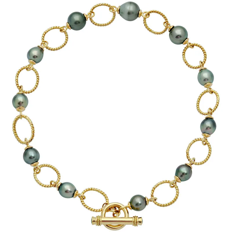 Toggle Necklace - Blue Sapphire and South Sea Pearl