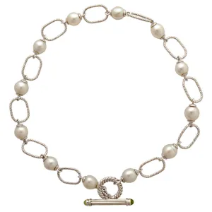 Toggle Necklace-Peridot and South Sea Pearl
