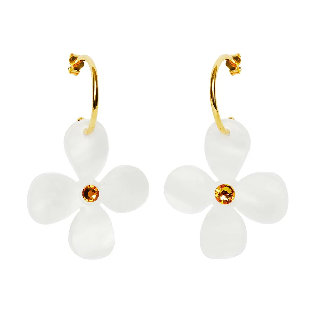 TooLally Daisy Hoop Earrings - White