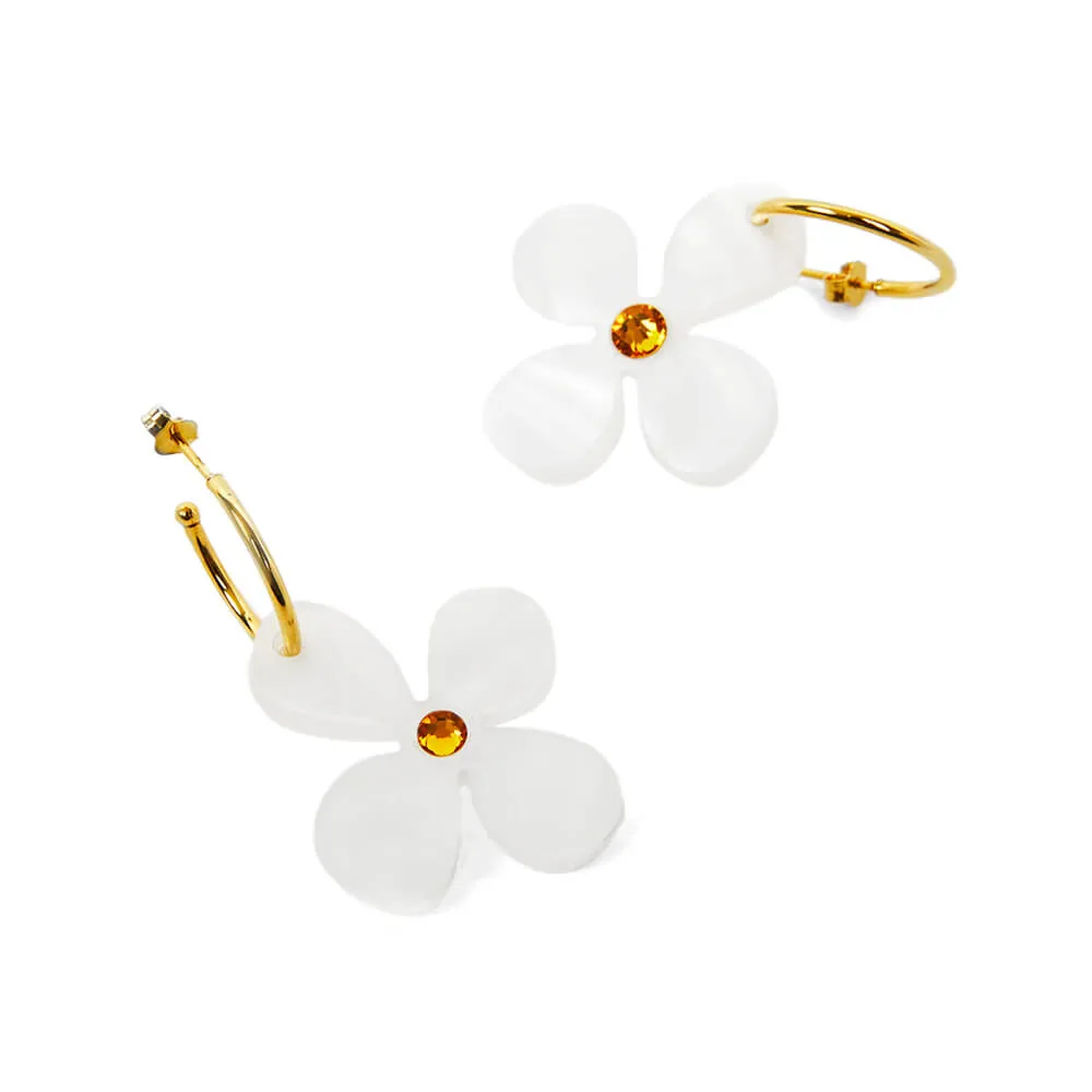 TooLally Daisy Hoop Earrings - White
