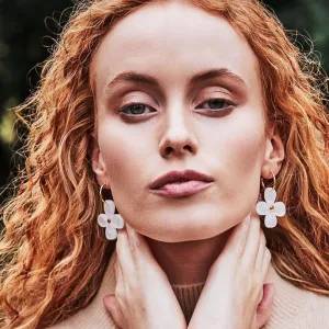 TooLally Daisy Hoop Earrings - White
