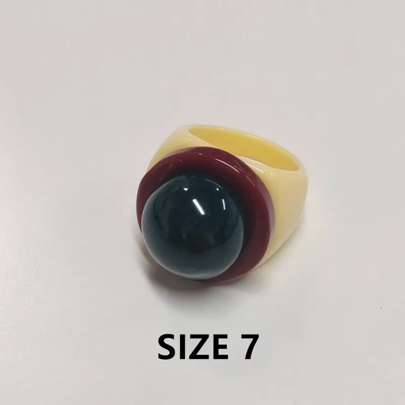 Torea Colorful Geometric Resin Rings - 6 Colors
