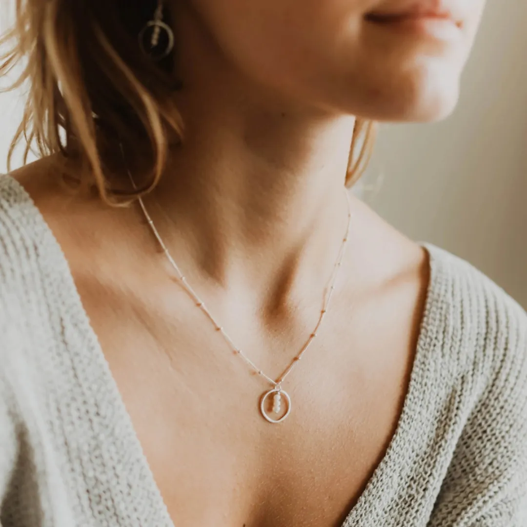 Treble Three Pearl Necklace in Gold-Filled | 18"