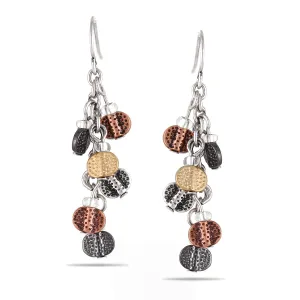 TRI TONE METAL CHARM DROP EARRING #HNE89404TI (ED3)