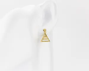 Triangle cz earrings, triangle drop, dangle earrings, tiny cz, layered, geometric pendant, minimalist cz earrings, 925