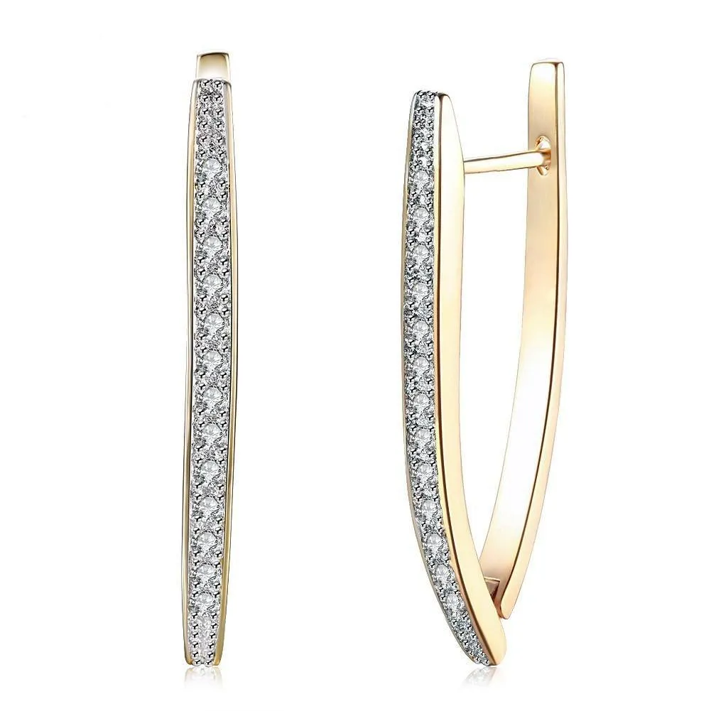 Triangle Hoop Earrings with Cubic Zirconia