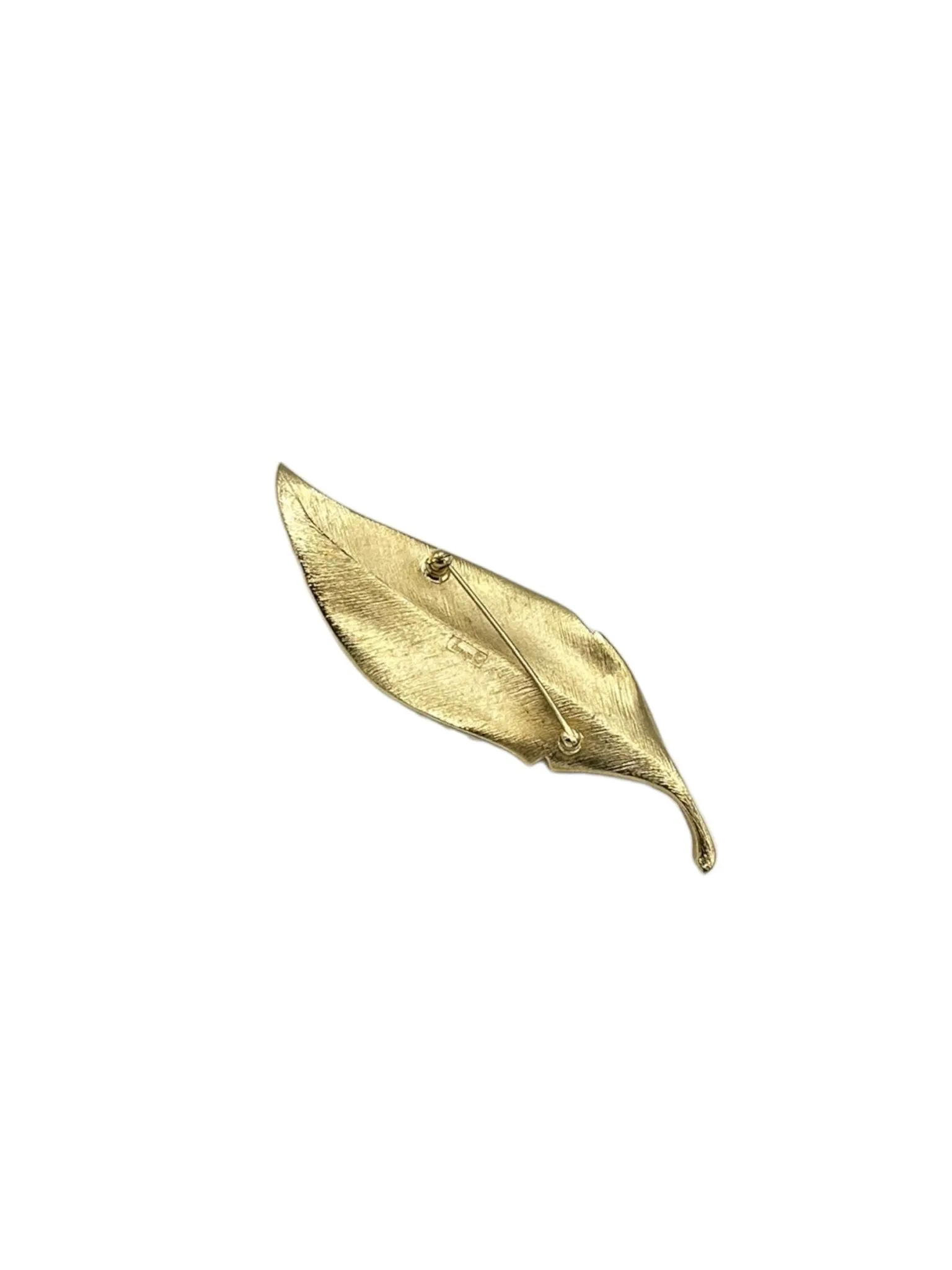 Trifari Gold Pearl Leaf Vintage Brooch