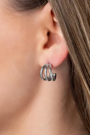TRIPLE Down - Silver - Paparazzi Tiny Hoop Earrings