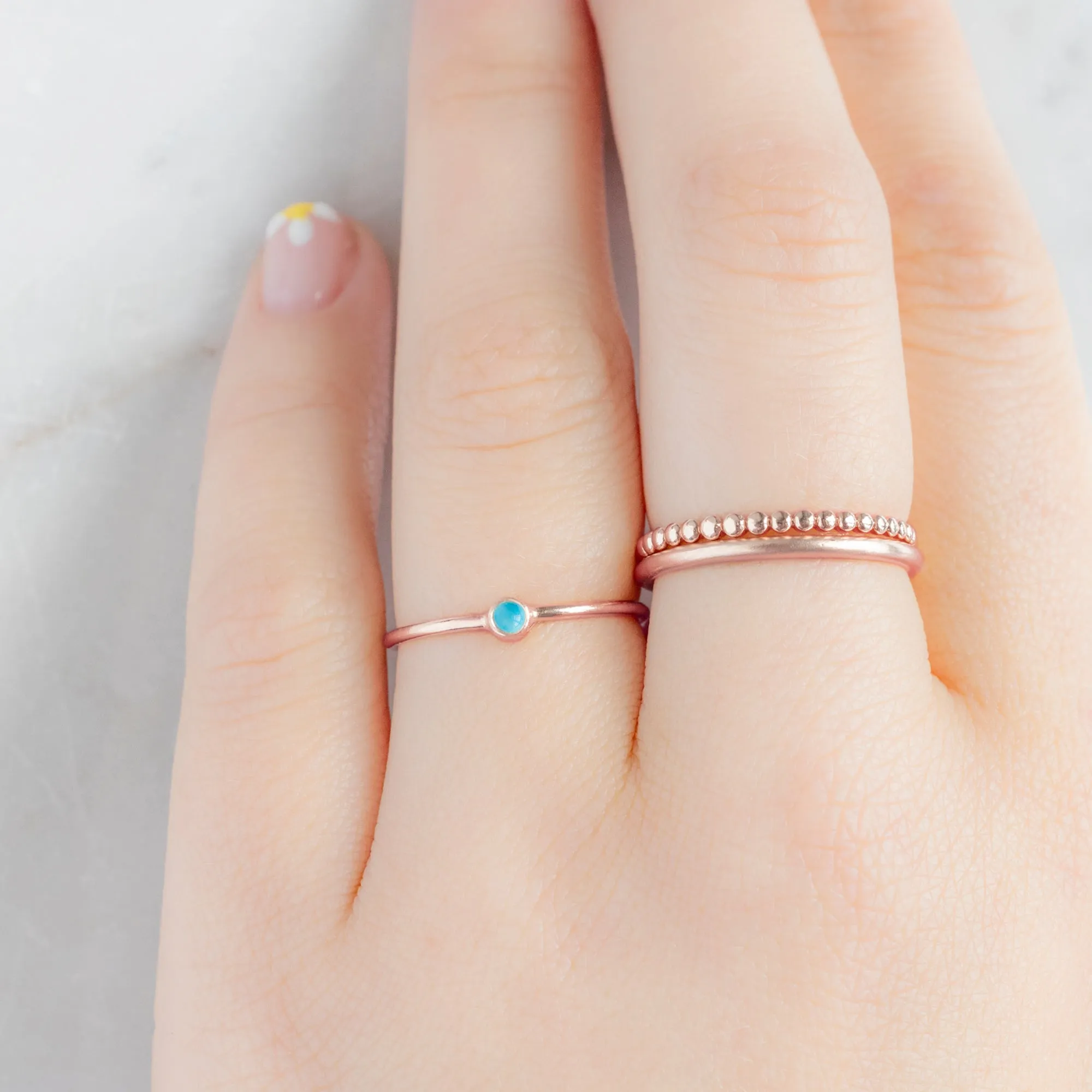 Turquoise Birthstone Stacking Ring | 10K Rose Gold