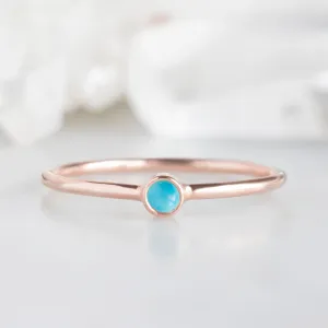 Turquoise Birthstone Stacking Ring | 10K Rose Gold
