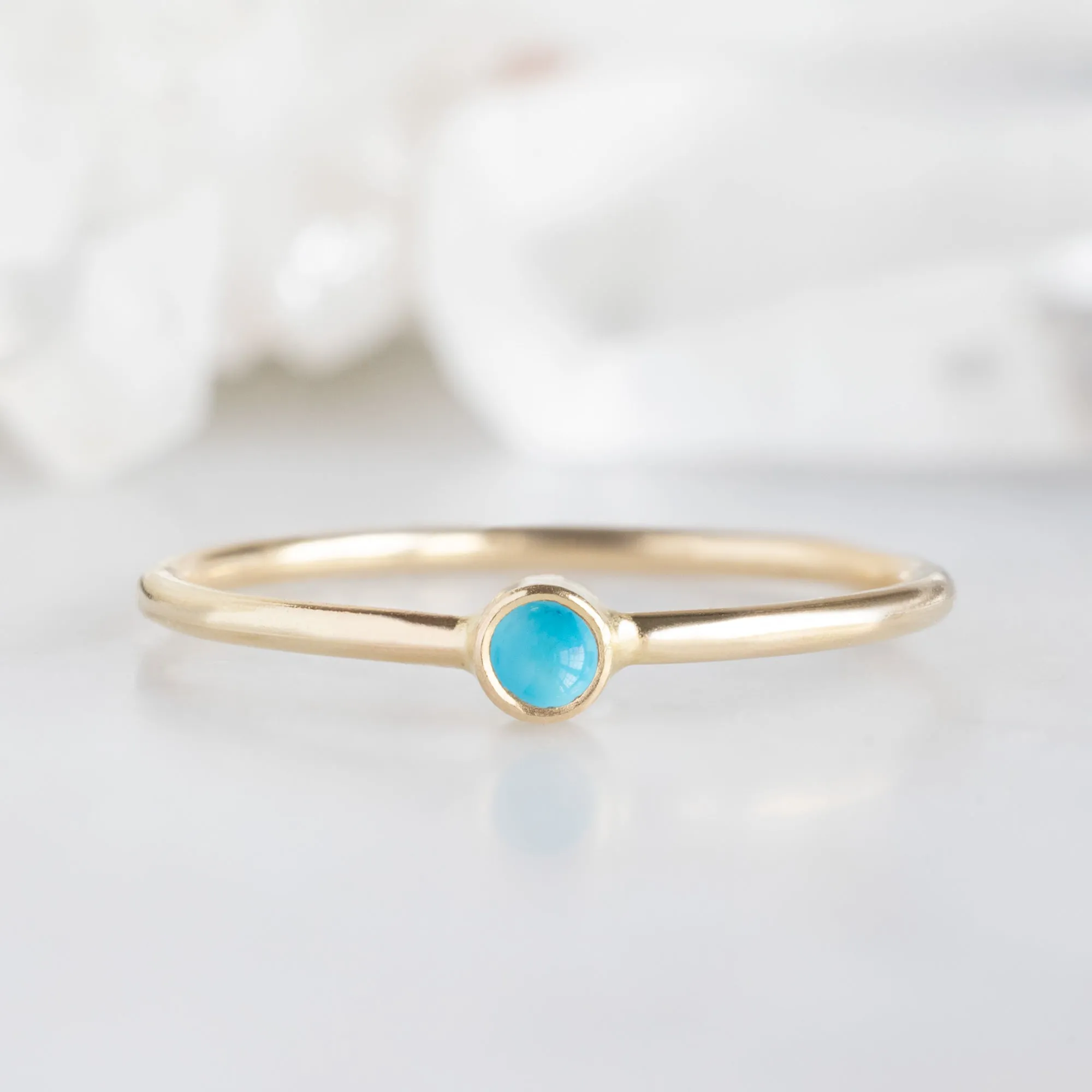 Turquoise Birthstone Stacking Ring | 10K Yellow Gold