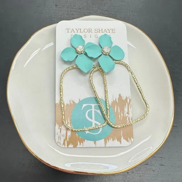 Turquoise Flower Hoop Earring