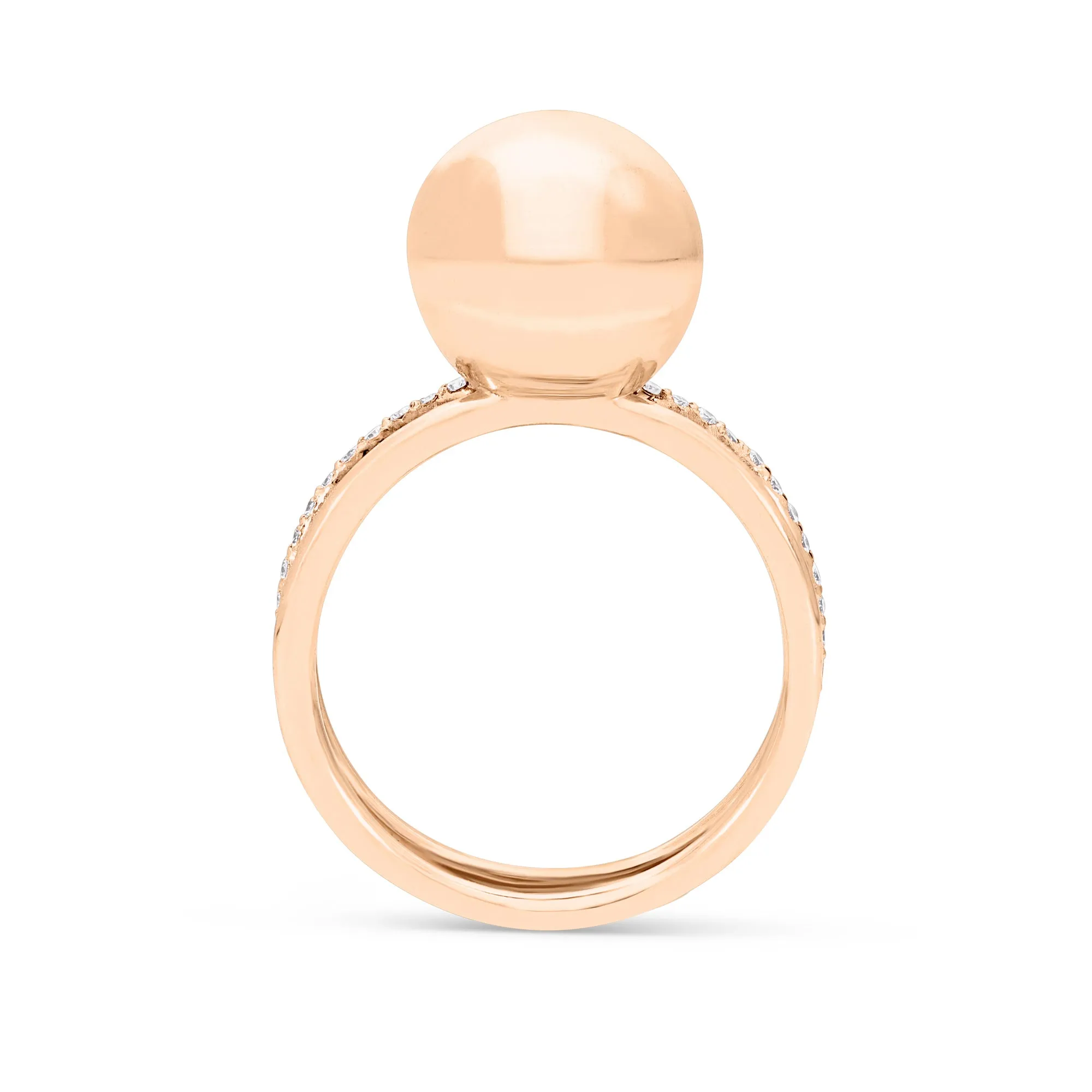 Two Tone Rose and White Gold Combo Pave Bauble Ring