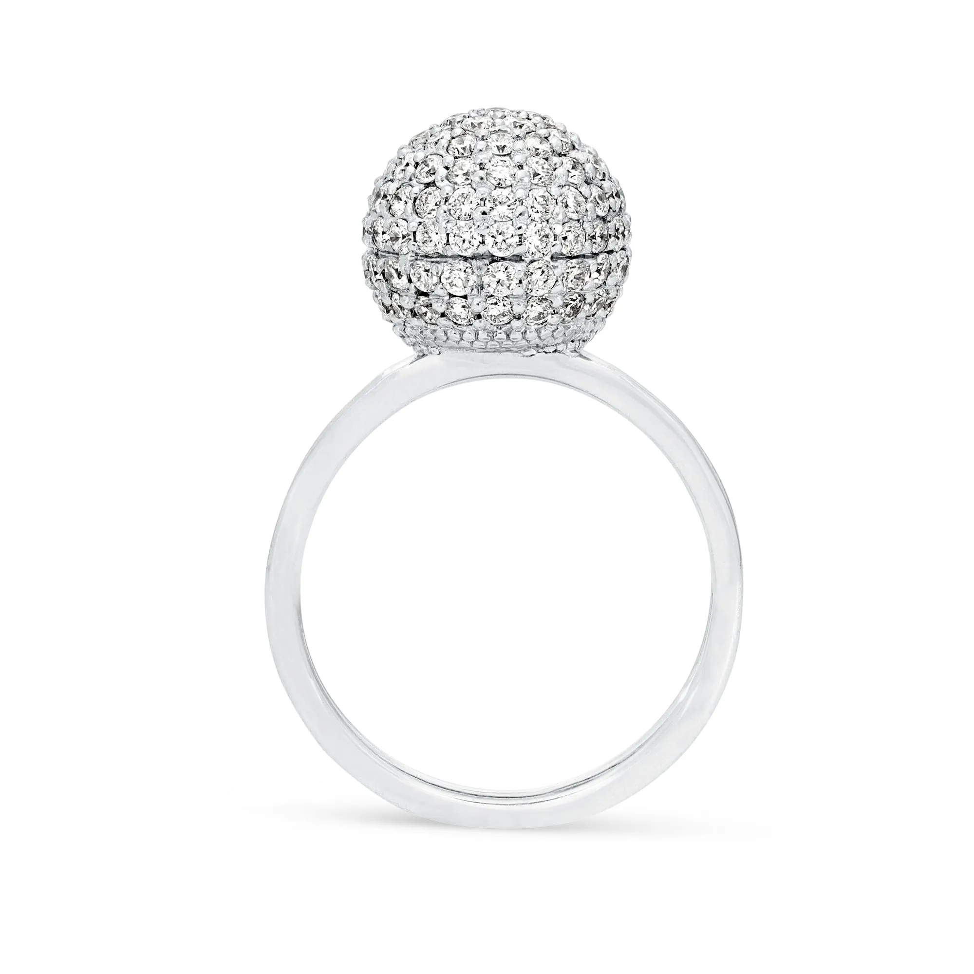 Two Tone Rose and White Gold Combo Pave Bauble Ring