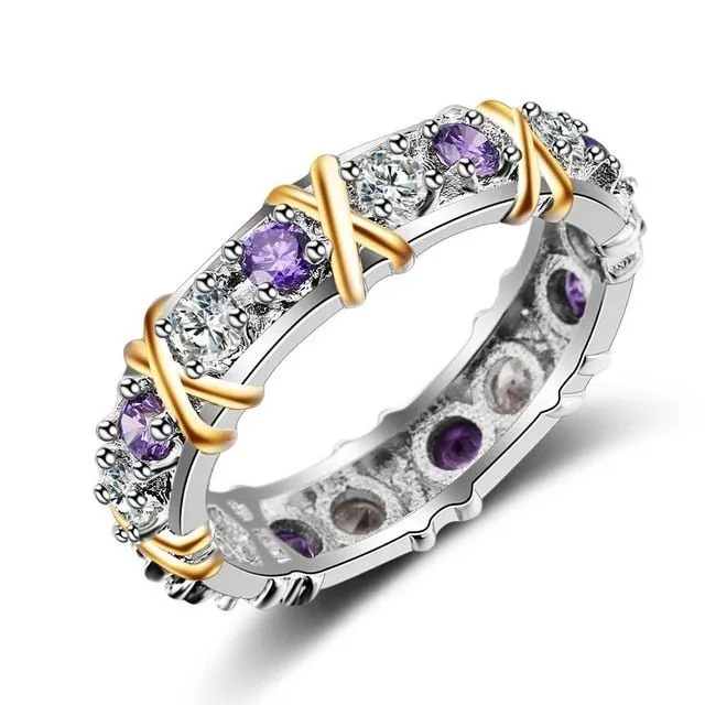 Twotone Diamond Engagement Ring 14K Yellow Gold Silver Jewelry