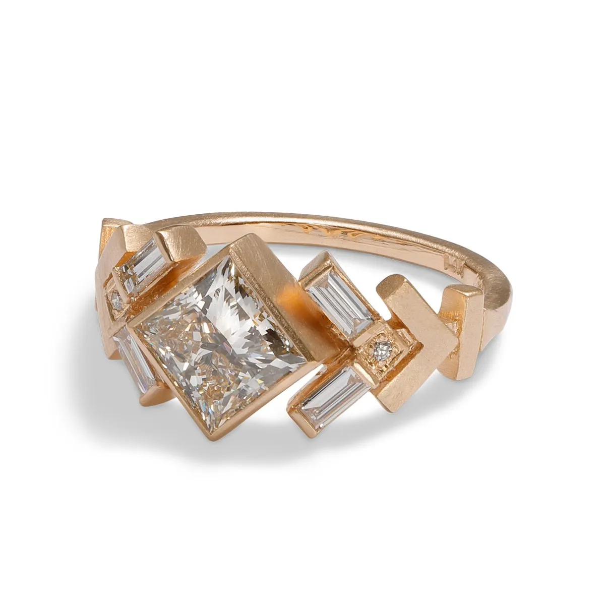 Uro Ring - 14k Gold Geometric Diamond Ring