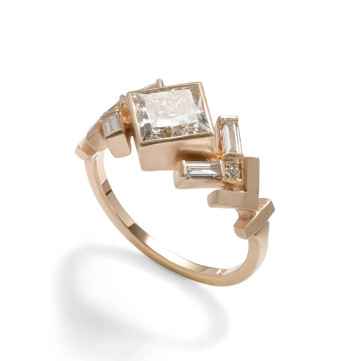 Uro Ring - 14k Gold Geometric Diamond Ring