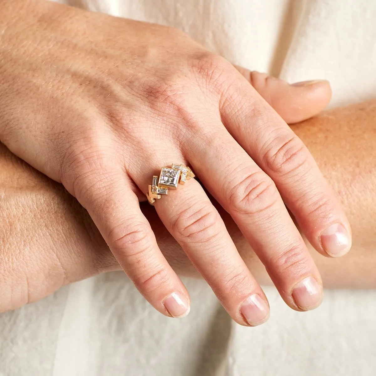 Uro Ring - 14k Gold Geometric Diamond Ring