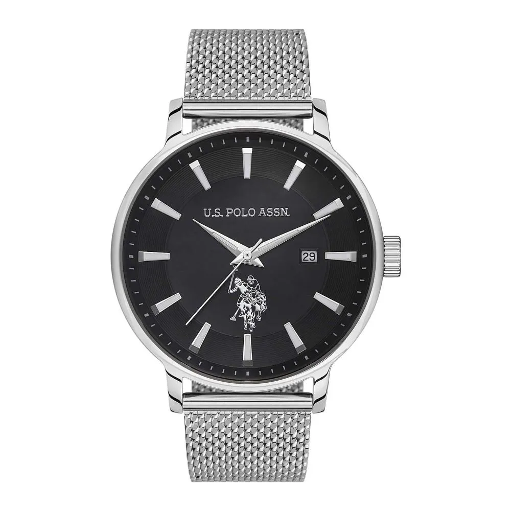 U.S. Polo Assn. Men's Magnetic Strap Round Dial Analog Wrist Watch, Black, USPA1070-03