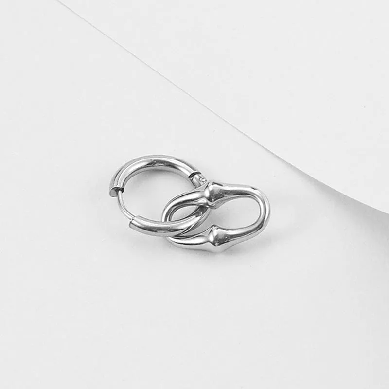 V-Shaped Stainless Steel Punk Hoop Earrings for Men