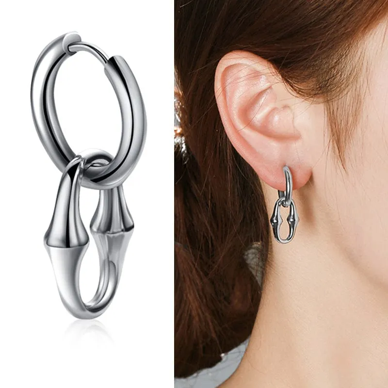 V-Shaped Stainless Steel Punk Hoop Earrings for Men