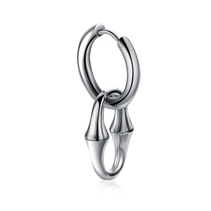 V-Shaped Stainless Steel Punk Hoop Earrings for Men