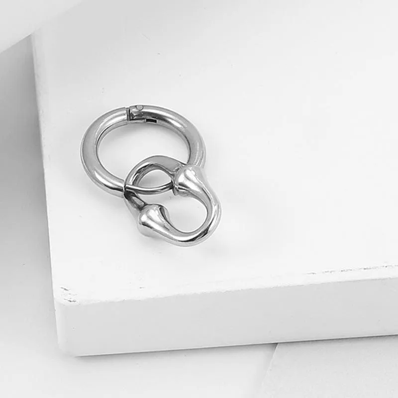V-Shaped Stainless Steel Punk Hoop Earrings for Men