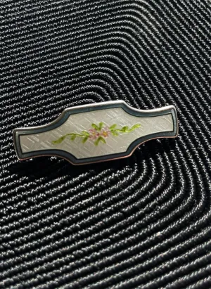 Very Vintage Sterling Silver Cloisonné Floral Brooch
