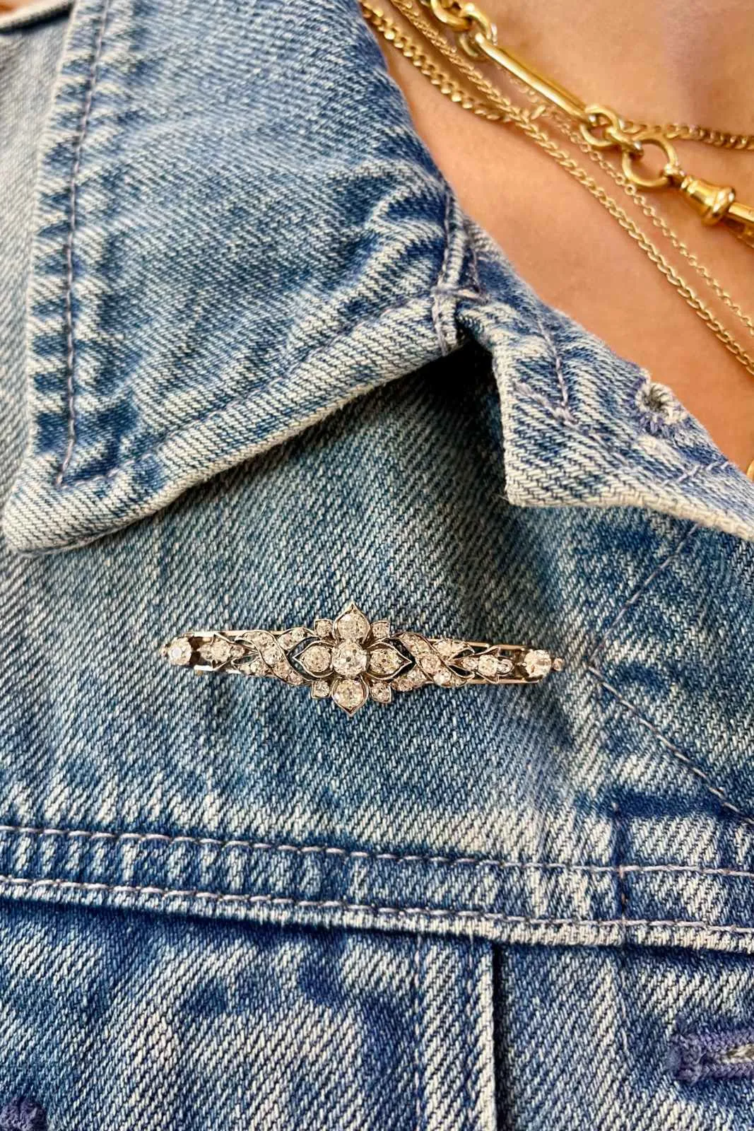 Victorian 1.74 Ctw. Diamond Floral Brooch