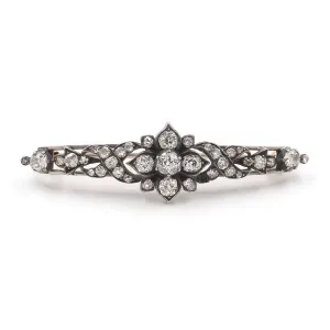 Victorian 1.74 Ctw. Diamond Floral Brooch