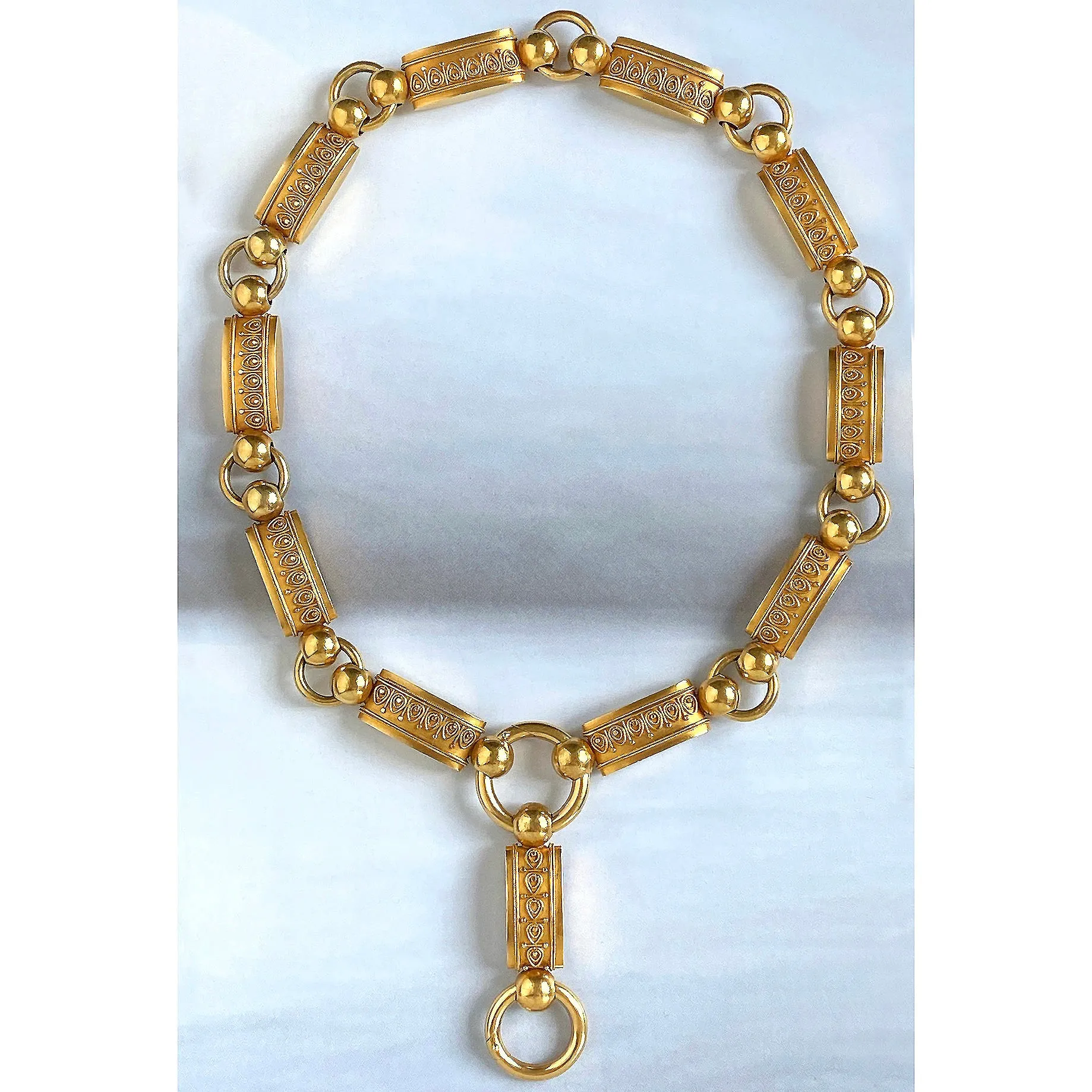 Victorian Etruscan Revival Gold Collar Necklace