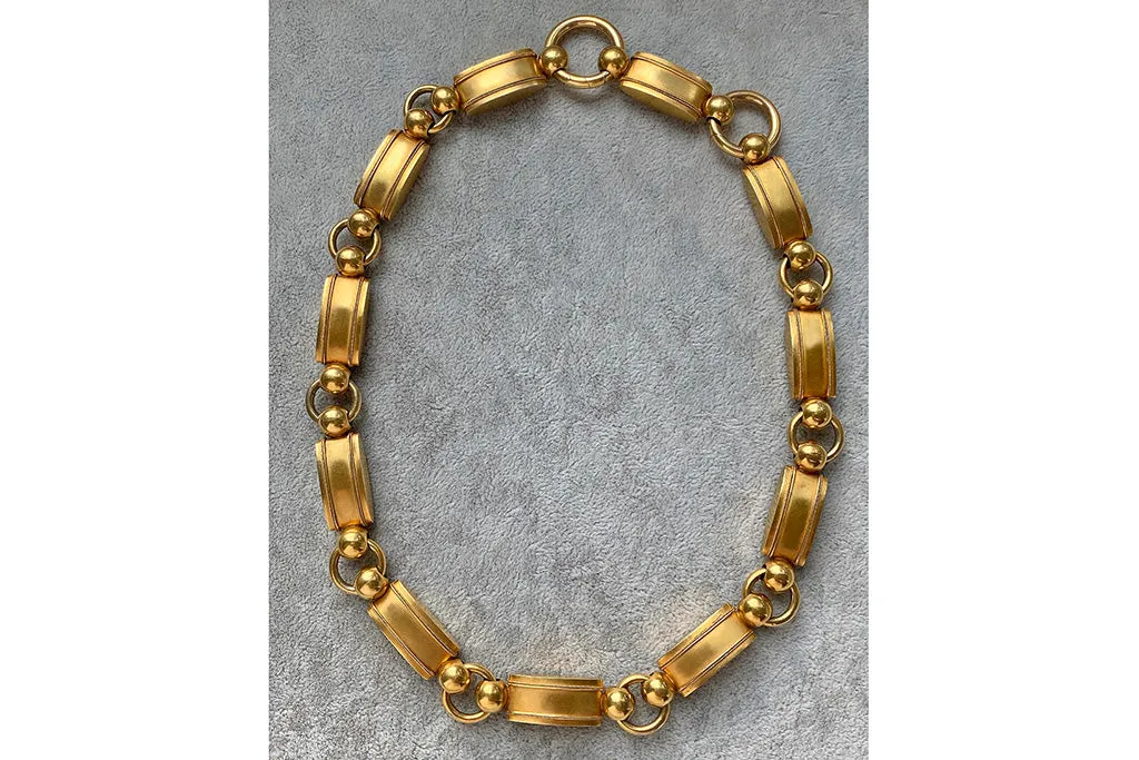 Victorian Etruscan Revival Gold Collar Necklace