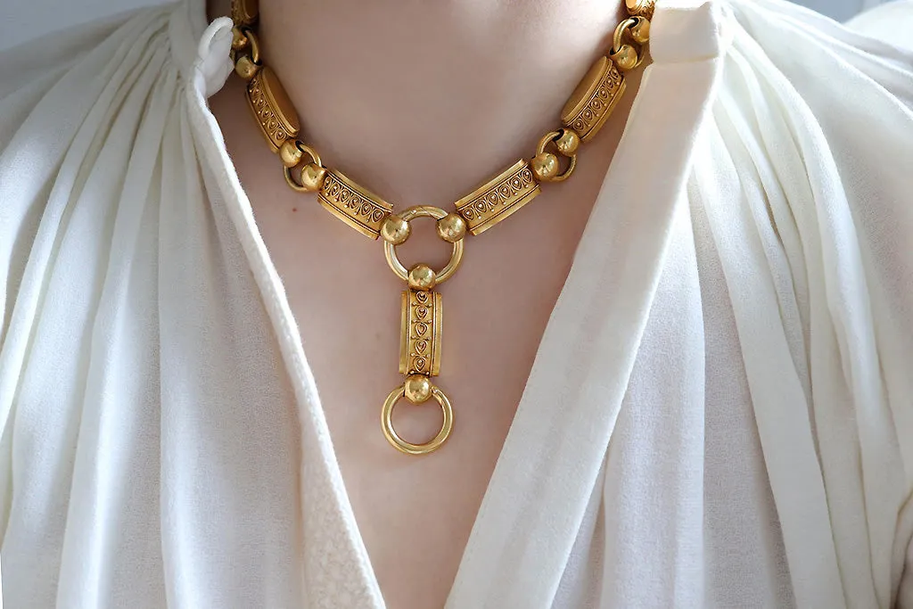 Victorian Etruscan Revival Gold Collar Necklace