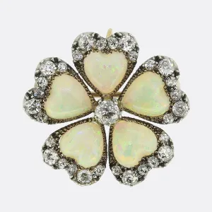 Victorian Opal and Diamond Brooch Pendant