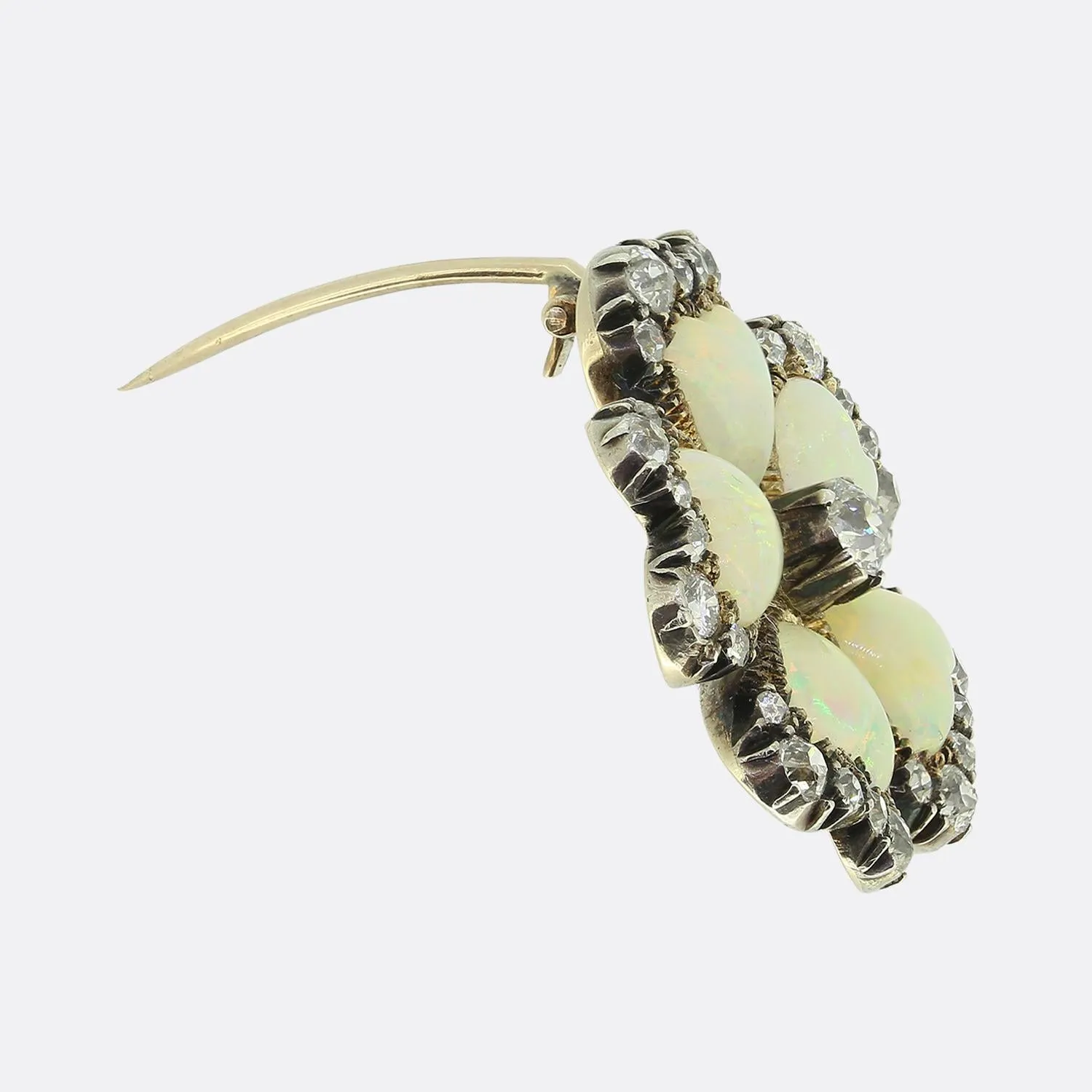 Victorian Opal and Diamond Brooch Pendant